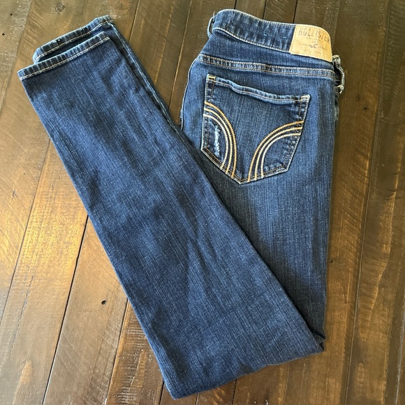 Hollister Denim - Hollister Womens Jeans Sz 11R 30x31 L Super Skinny Dark Blue  Ripped Distressed